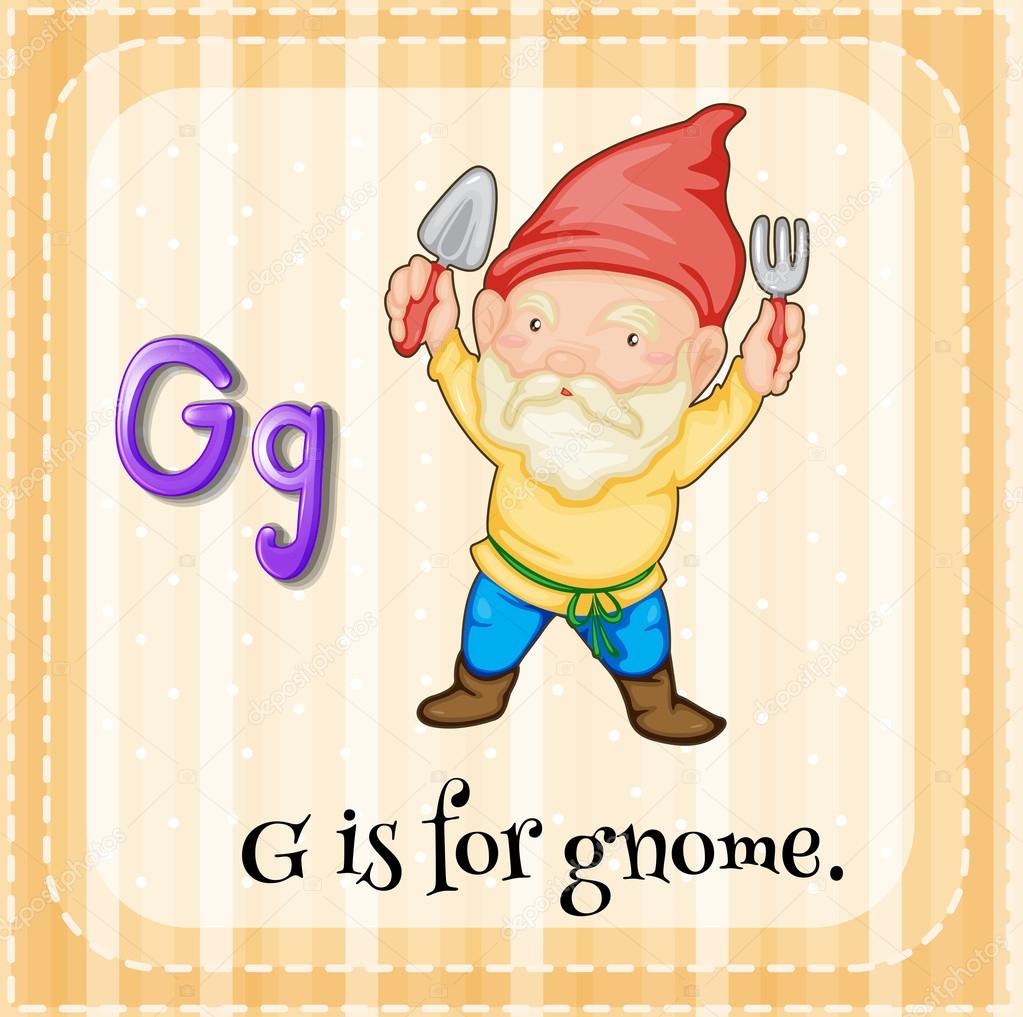 Flashcard letter G is for gnome