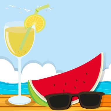 Kokteyl ve karpuz ile yaz Tema