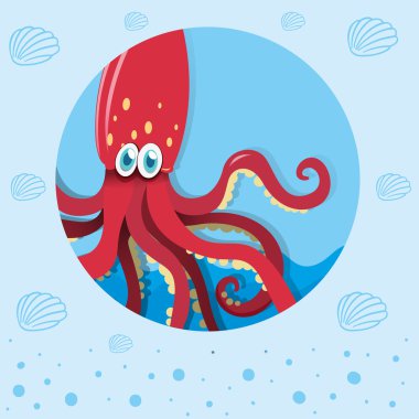 Su altında kırmızı mürekkep balığı