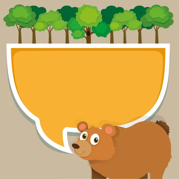 Border design with bear and tree — Stock Vector