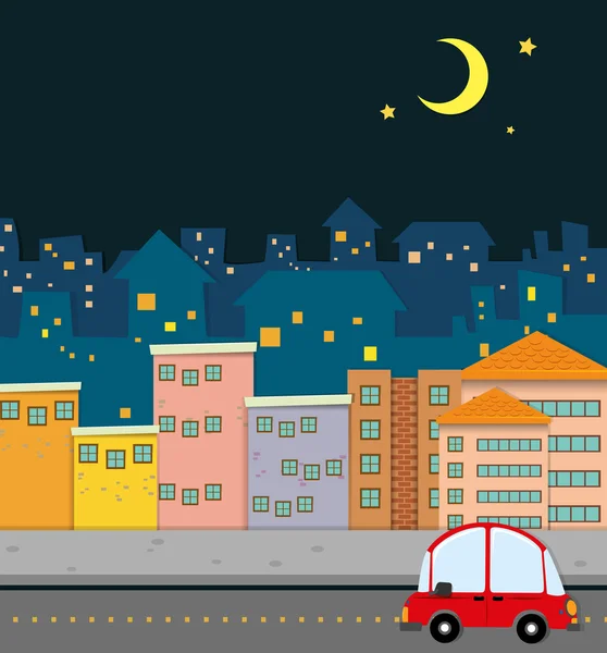 Scène de quartier la nuit — Image vectorielle