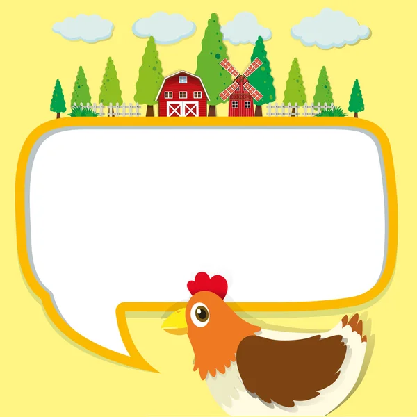 Border design with chicken and farm — Stock Vector