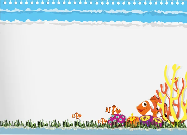 Paper design with clownfish underwater — Stock Vector