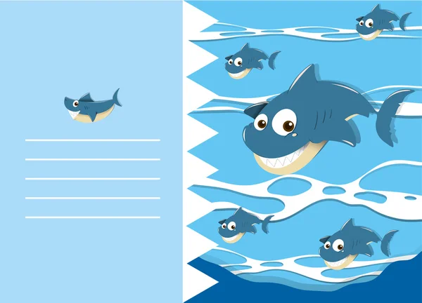 Diseño de papel con tiburón en el agua — Vector de stock