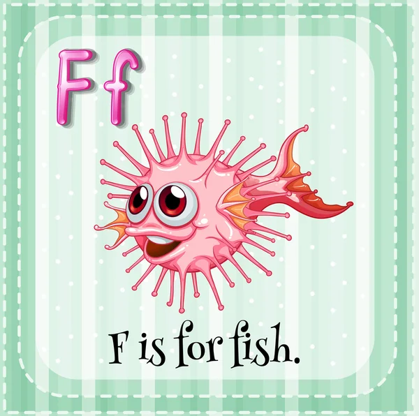 Flashcard letra F es para peces — Archivo Imágenes Vectoriales