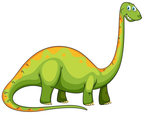 Green dinosaur with long neck — Stock Vector