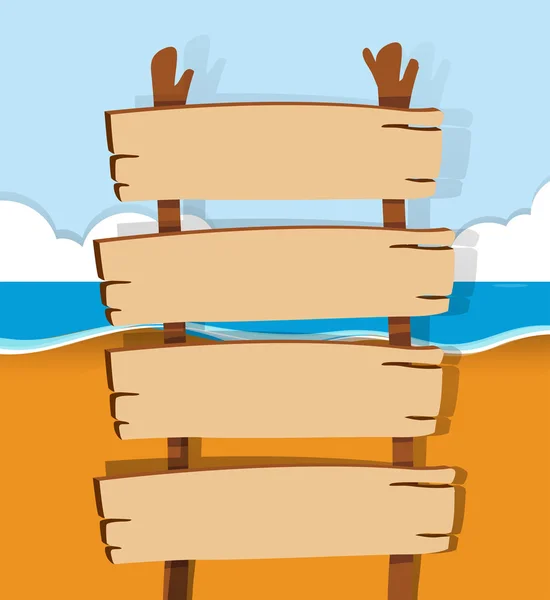 Dřevěná cedule na pláži — Stockový vektor