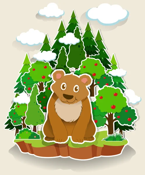 Oso pardo sentado en el bosque — Vector de stock