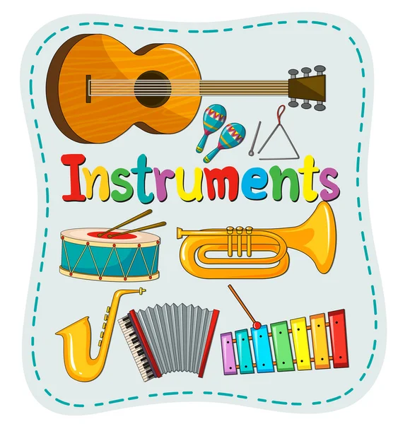 Diferente tipo de instrumento musical — Vector de stock