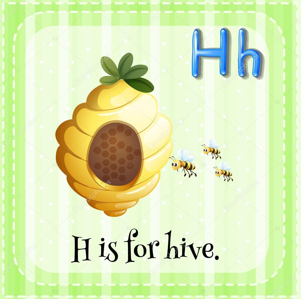 Flashcard letter H is for hive