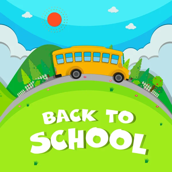 Schoolbus sur la route — Image vectorielle