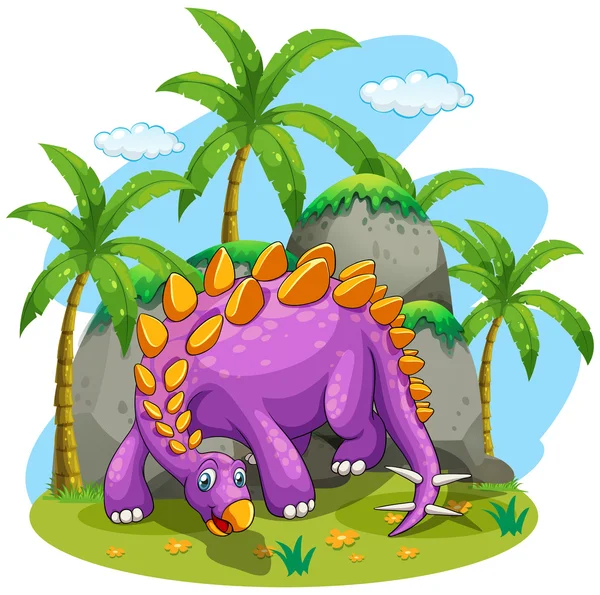 Fioletowy dinozaur stojący na ziemi — Wektor stockowy