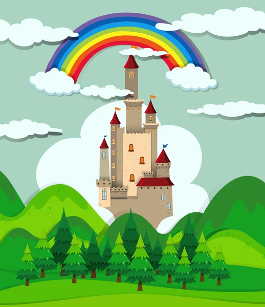 Castillo en el bosque — Vector de stock