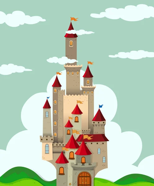 Castillo con torres altas — Vector de stock