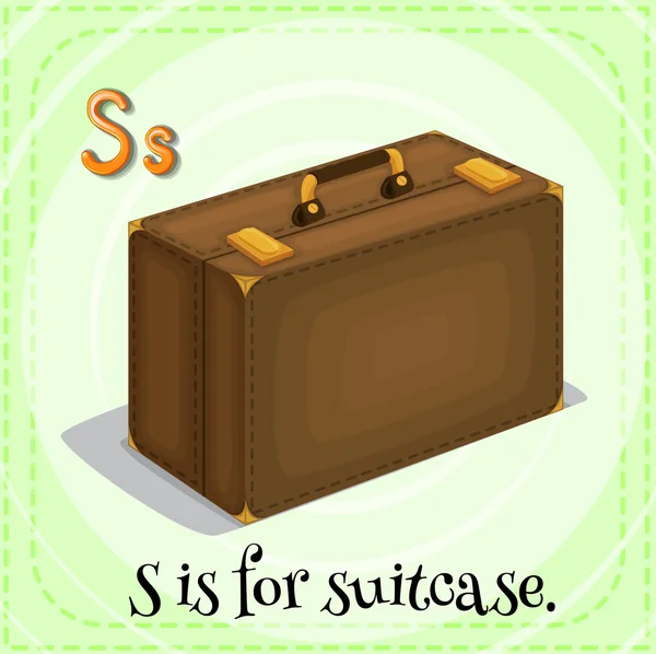 Flashcard bokstaven S är för resväska — Stock vektor