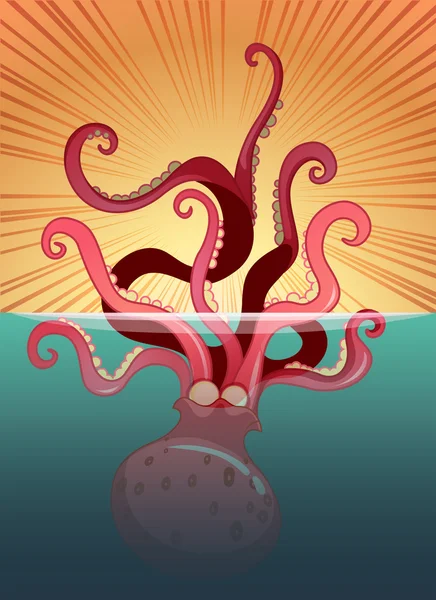 Reuze octopus onder de Oceaan — Stockvector