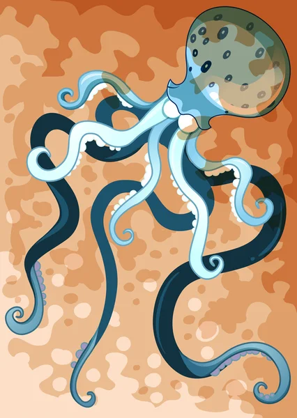 Pulpo gigante con piernas largas — Vector de stock