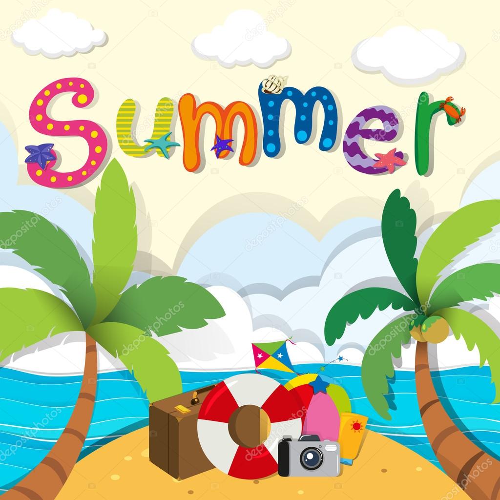 Summer theme with beach objects