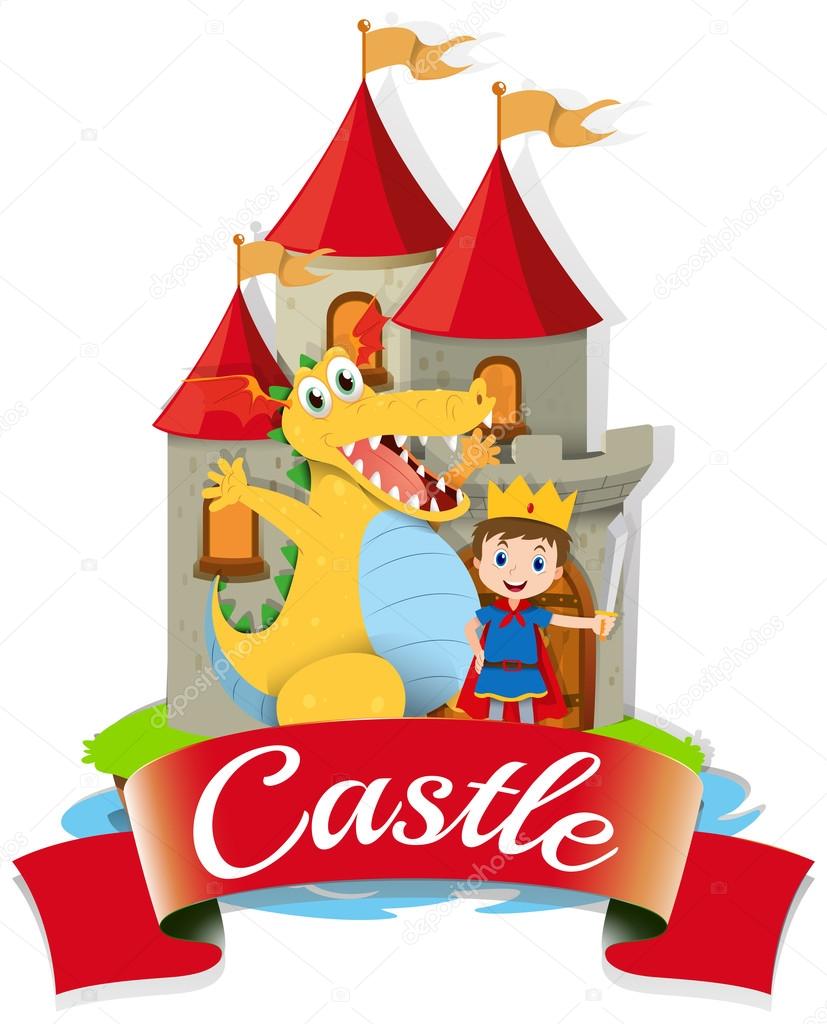 Prince and dragon at the castle