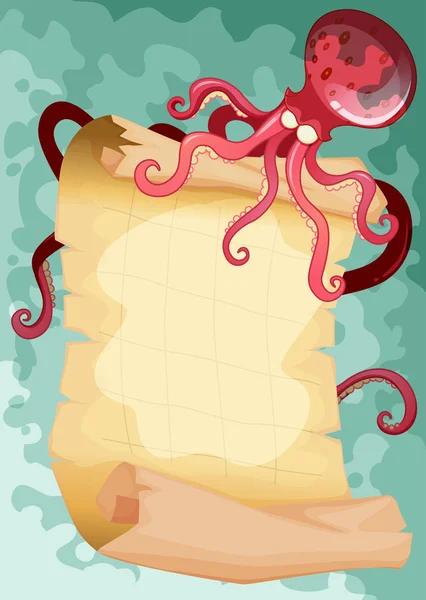 Border design with octopus — Stock Vector