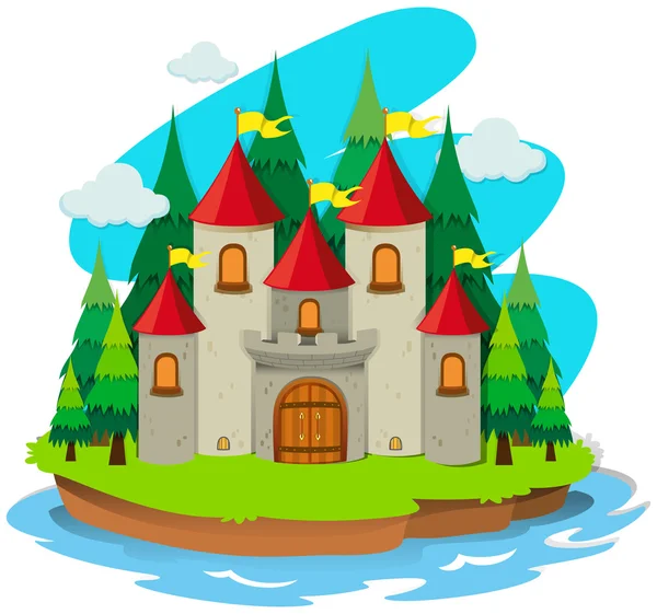 Castle on the island — Stock Vector