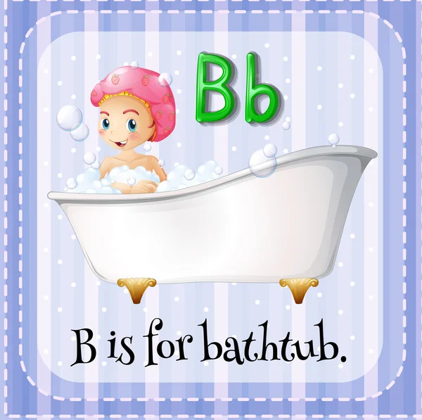 Flashcard lettre B est pour baignoire — Image vectorielle