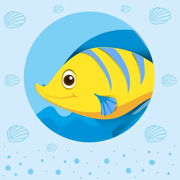 Yellow fish with happy face — Stock Vector