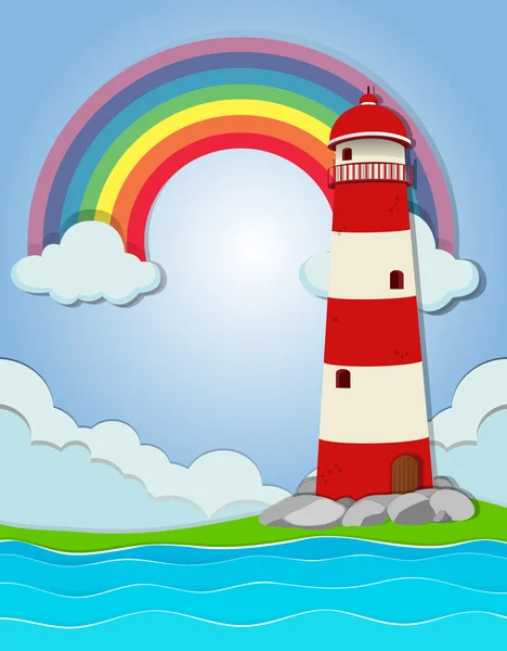 Lighthouse by the ocean — Stock Vector