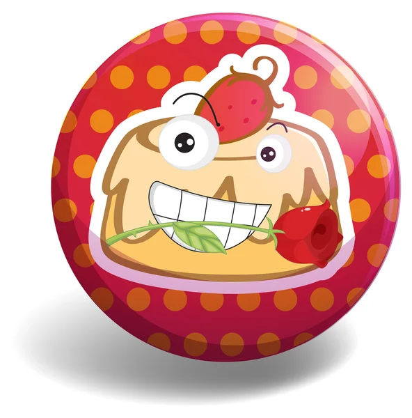 Strawberry cake on round badge — Stock Vector