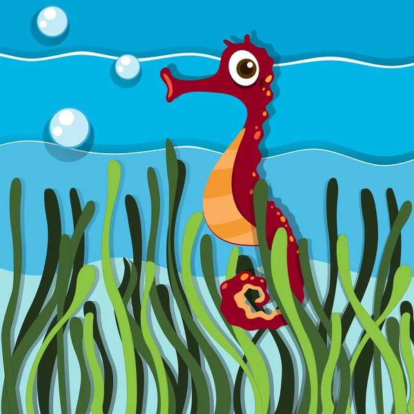 Seahorse swimming under the ocean — Stock Vector