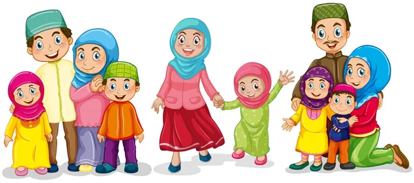 Muslim families looking happy — Stock Vector