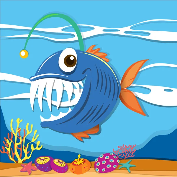 Fish swimming under the sea — Stock Vector