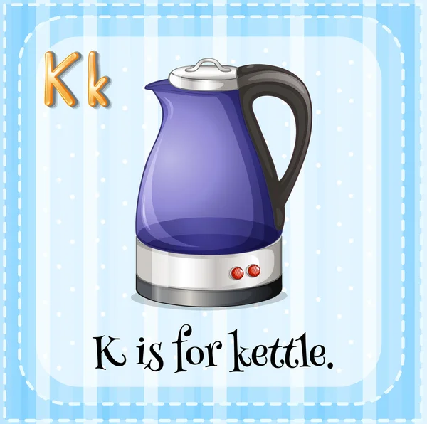 Flashcard letter K is for kettle — Stock Vector