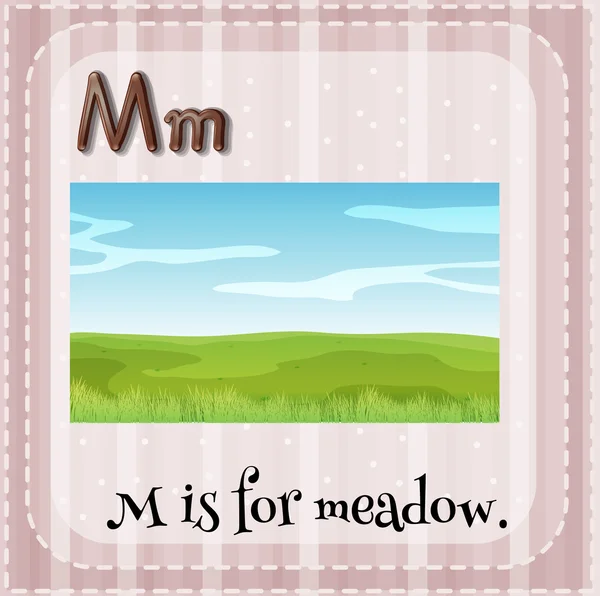 Flashcard letter M is for meadow — Stock Vector