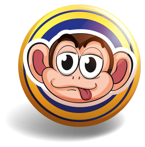 圆形徽章上的猴脸 — 图库矢量图片