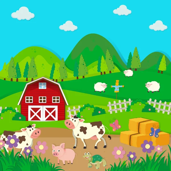 Фермерские животные, живущие на ферме — стоковый вектор