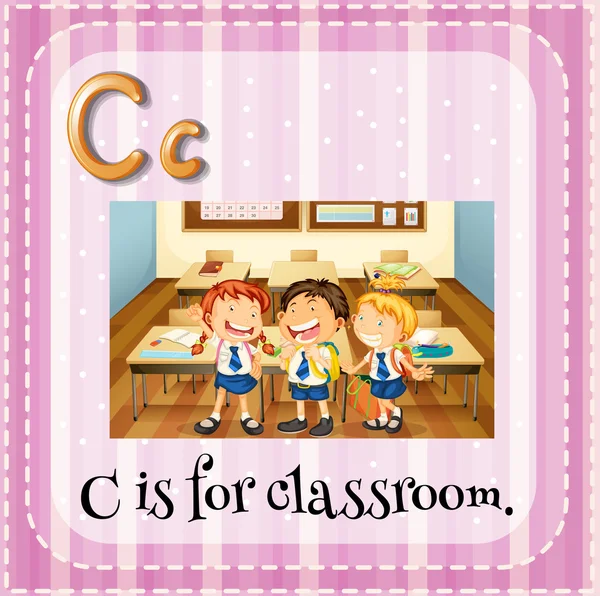 Flashcard letra C é para a sala de aula — Vetor de Stock