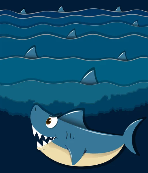 Requin nageant sous la mer — Image vectorielle