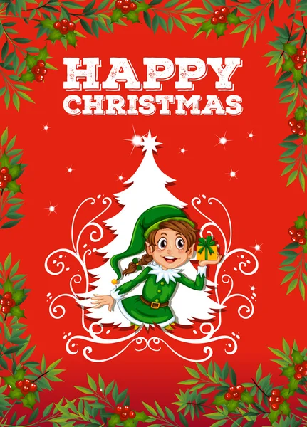 Christmas card with elf — Stock Vector