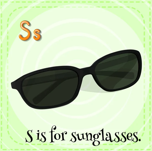 Karteikartenalphabet s ist für Sonnenbrillen — Stockvektor