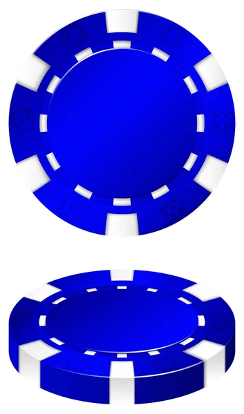 Azul casino fichas frontal y lateral — Vector de stock