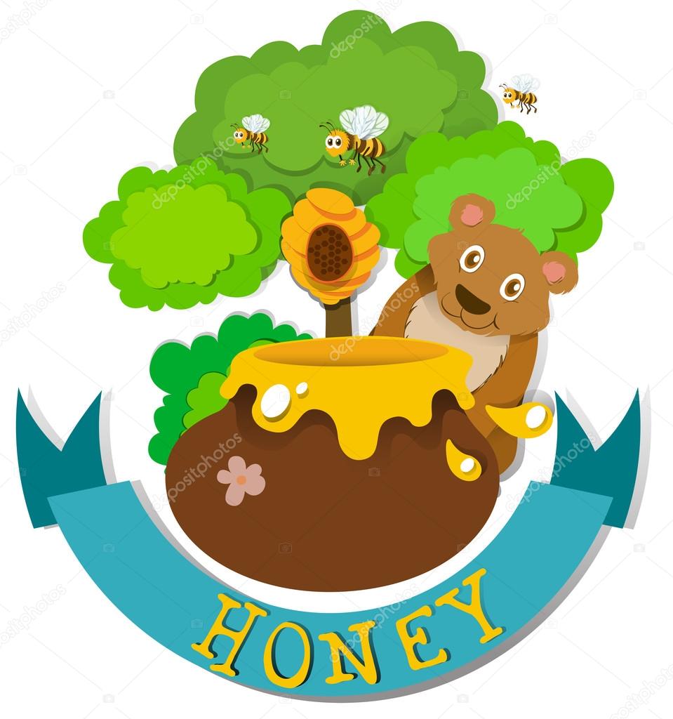 Banner design with bear and honey