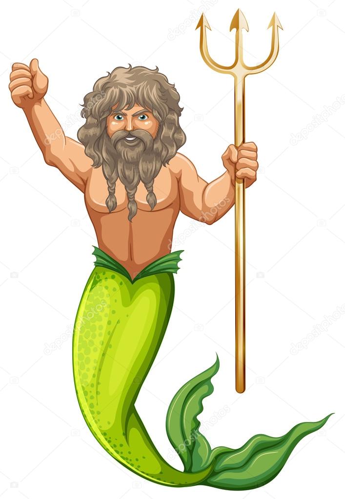 Male mermaid holding trident