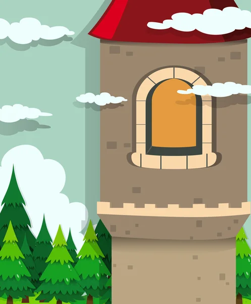 Tour du château et pins — Image vectorielle