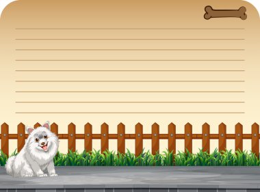 Çizgili kağıt tema ile yolda köpek