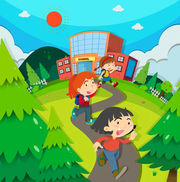 Children leaving school after classes — Stock Vector