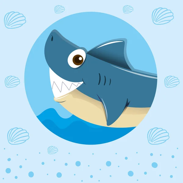 Blue shark with blij gezicht — Stockvector