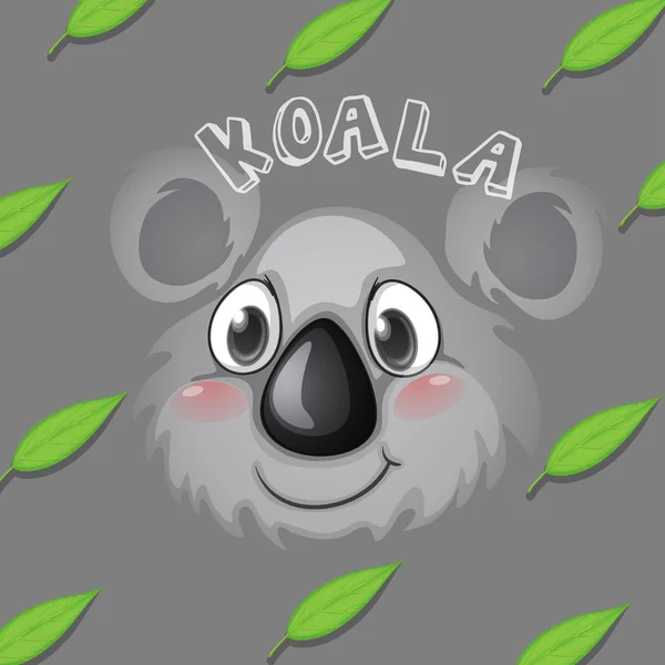 Koala arc és gumi levelek — Stock Vector