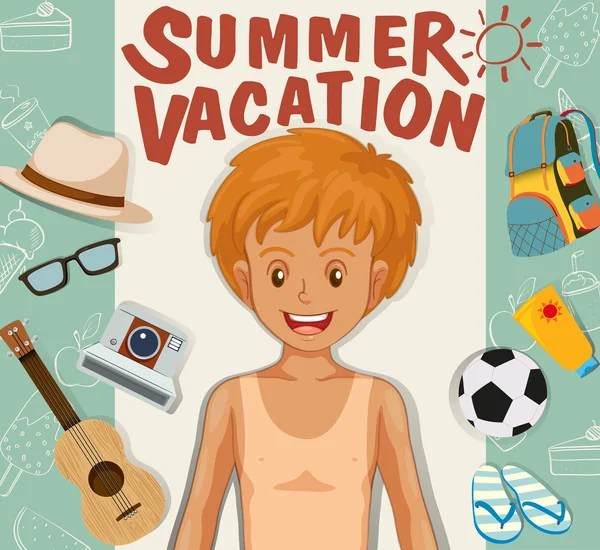 Pojke och sommar semester tema — Stock vektor