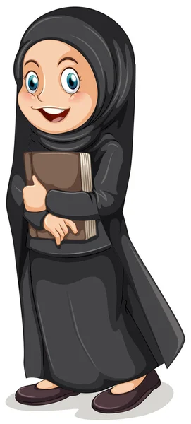 Siyah kostümlü Müslüman kız — Stok Vektör